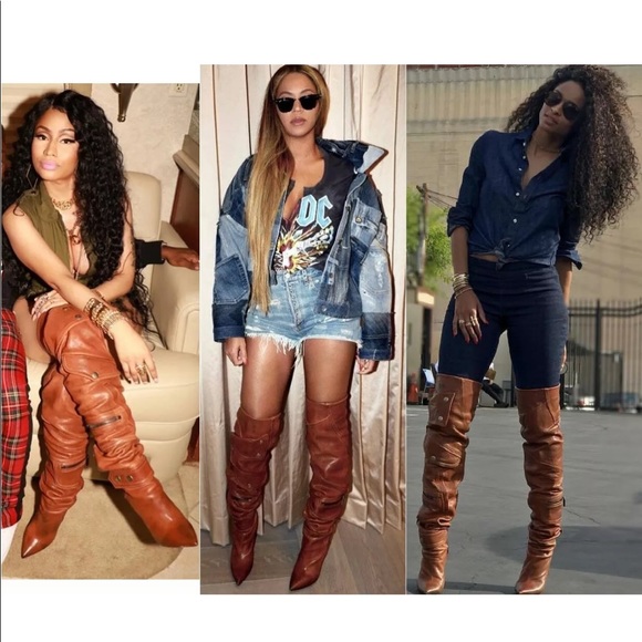 SOLD Saint Laurent Niki Leather Thigh High Boots - Picture 2 of 11